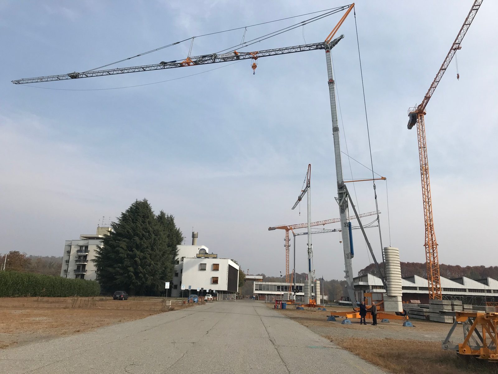 CP Crane self-erecting tower crane erected at the factory yard
